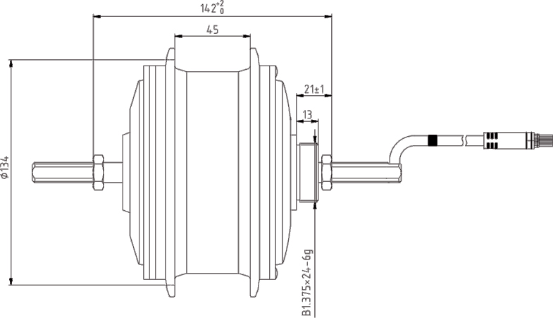 Drawing-of-DGW07C-RA-Rear-Drive-Motor-city-bike Drawing-of-DGW07C-RA-Rear-Drive-Motor-city-bike